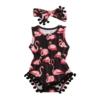 2022 summer newborn baby girl boy romper flamingo prints bodysuit jumpsuit outfits sunsuit fashion clothes set