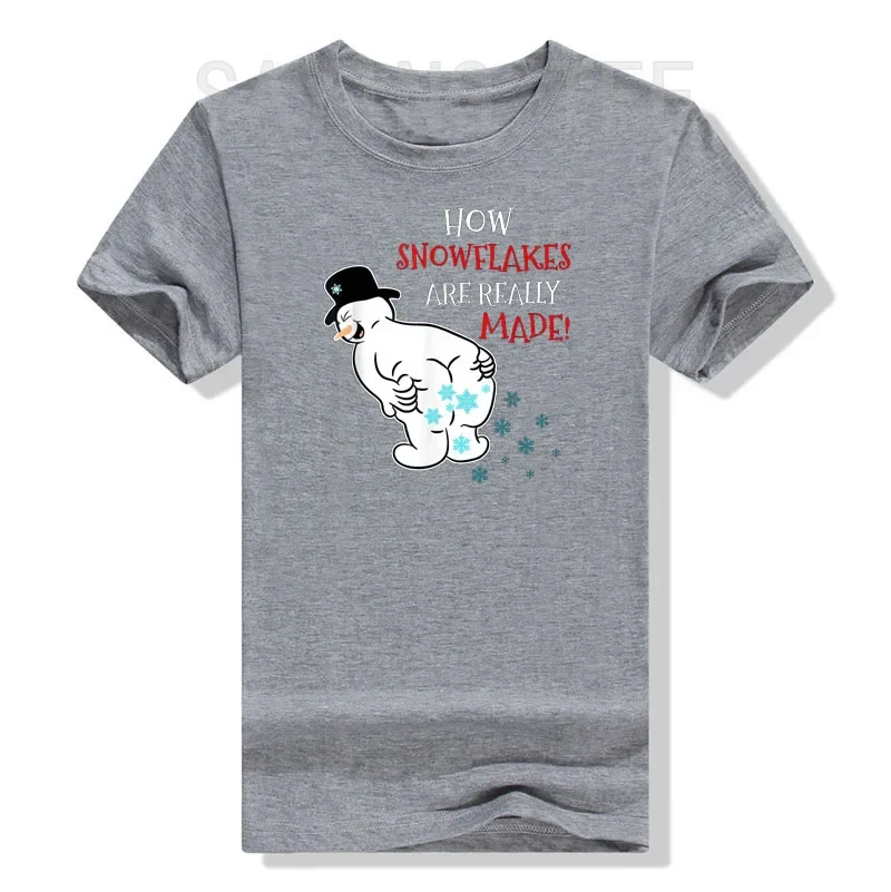 Смешная Рождественская футболка с изображением снеговика как снежинки на самом