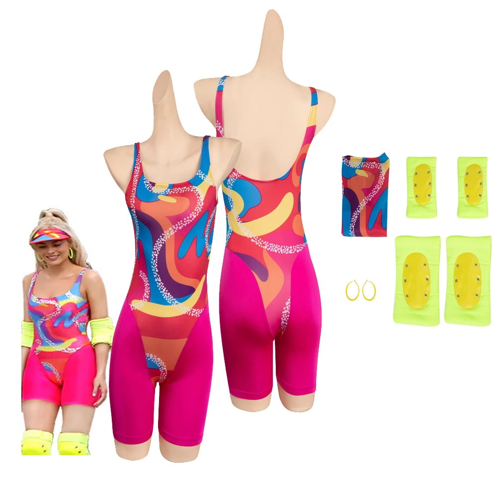 

Barbier Margot Cosplay Costume Jumpsuit Knee Pads Outfits Tight Clothing Anime Girls Halloween Daily Casual Cloth Disguise Suit