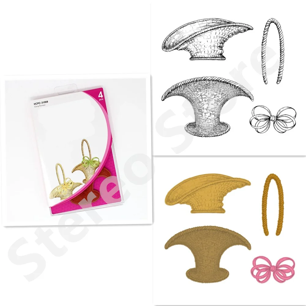 

Wicker Baske Metal Cutting Dies And Silicone Stamps DIY Template Scrapbooking Paper Cards Decorative Album Craft Dies New 2023