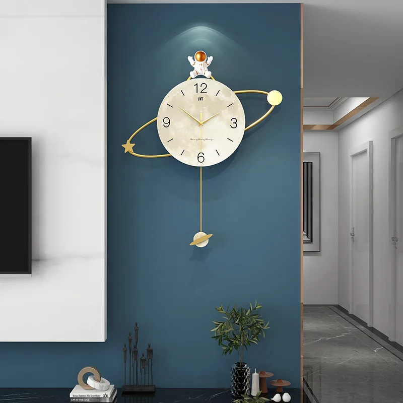 

Astronaut Large Big Wall Clock Living Room Decoration Nordic Fashion Decoration Modern Minimalist Creative Wall Clock With Light