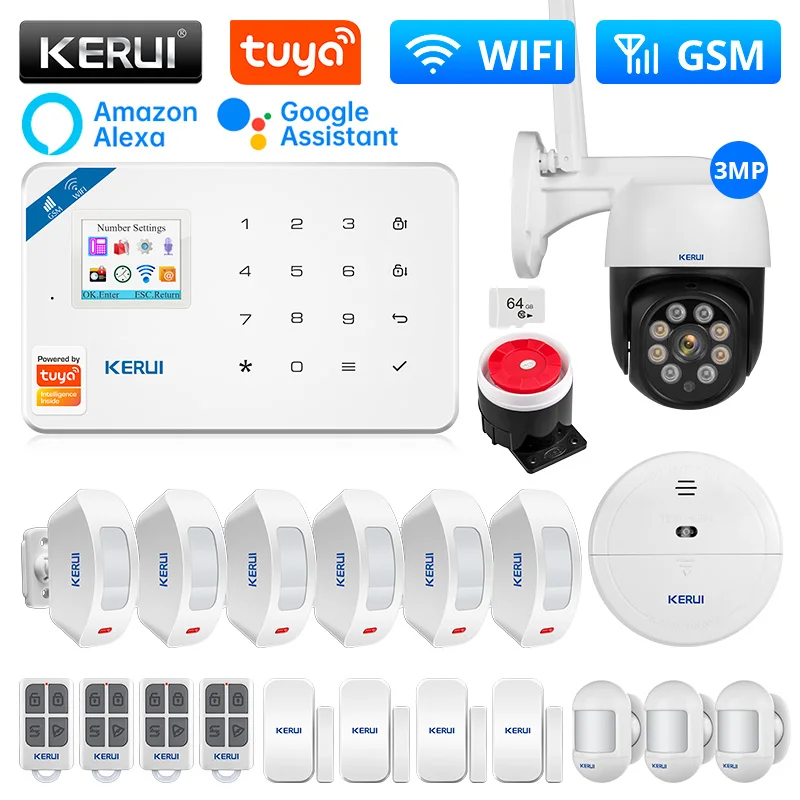 

KERUI W181 Wireless Home Alarm WIFI GSM Alarm System Tuya Smart House Alexa Motion Sensor Detector Door Sensor Sounder Siren