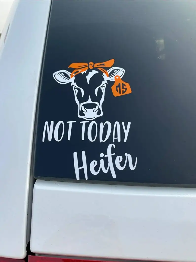 

Not Today Heifer [STICKER] - Cow Bandana Decal , Tumbler Decal , Monogram , Personalized Decal , Car Accessories , Laptop Sticke