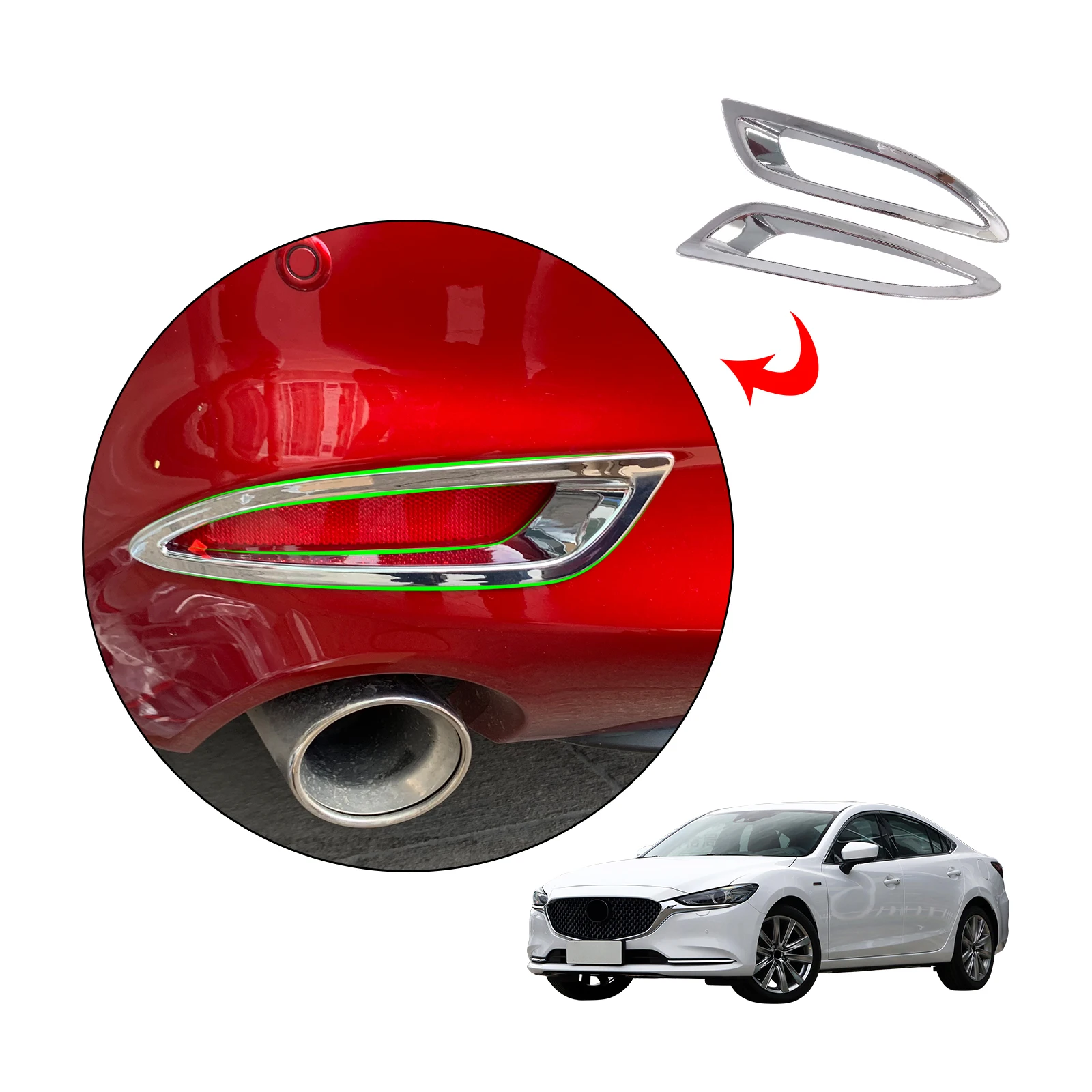

ABS Chrome Silver Car Exterior Decoration Led Rear Foglight Cover Fog Lamp Frame For Mazda 6 Atenza 2020