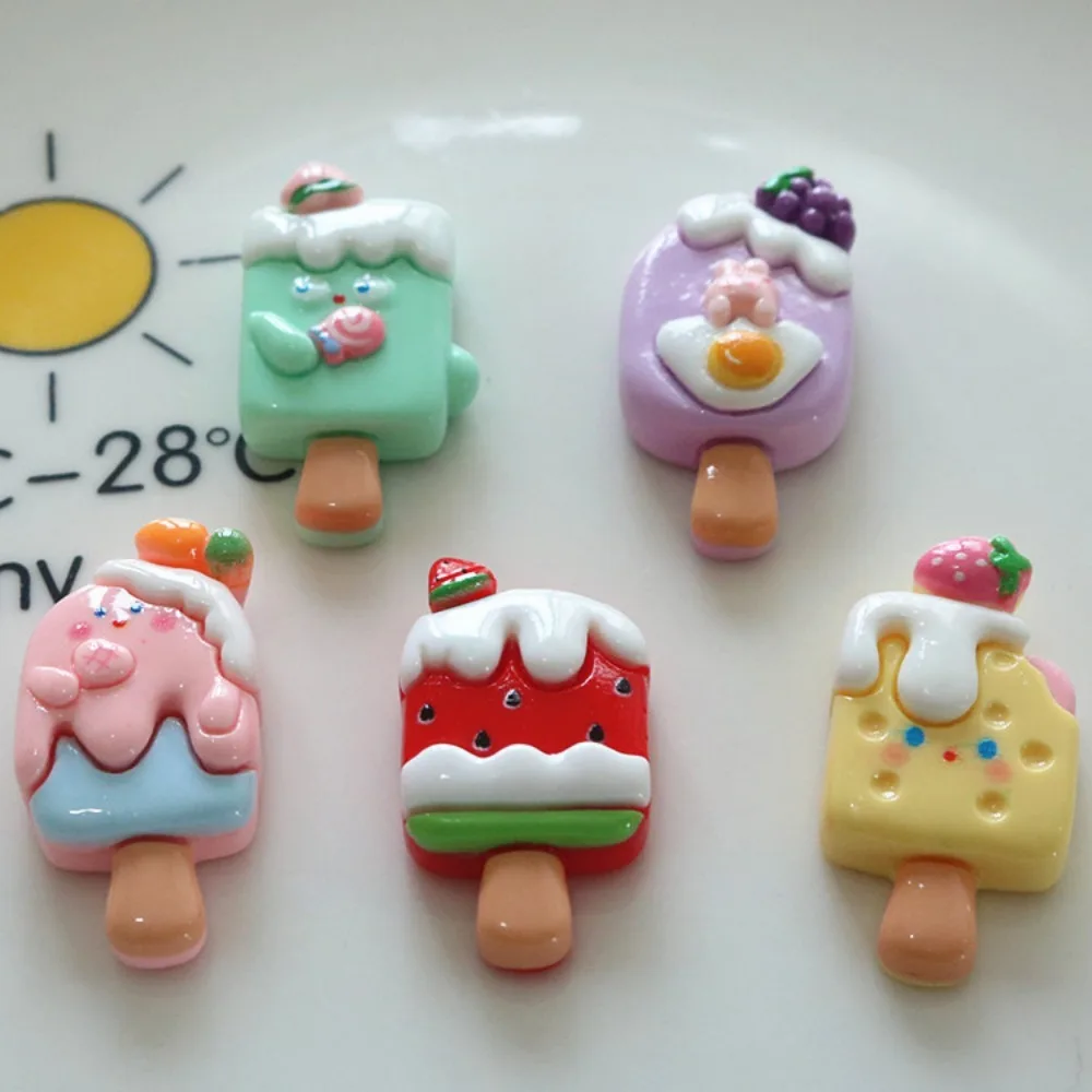 10 шт., милый мультфильм Kawaii, мороженое, фрукты, плоская задняя часть, смола, сделай сам, кабошоны для скрапбукинга, украшения, аксессуары (art.: 3920ccba2f4d9) - 3920ccba2f4d9