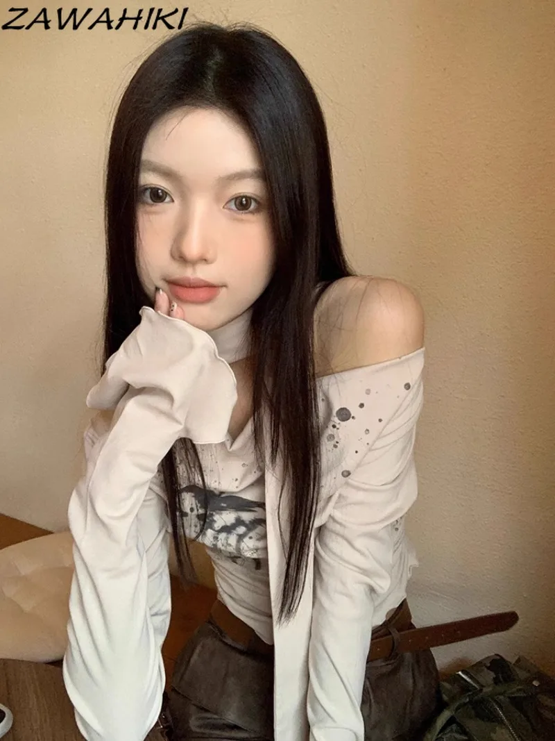 Женский трикотажный пуловер с длинным рукавом и принтом бабочки