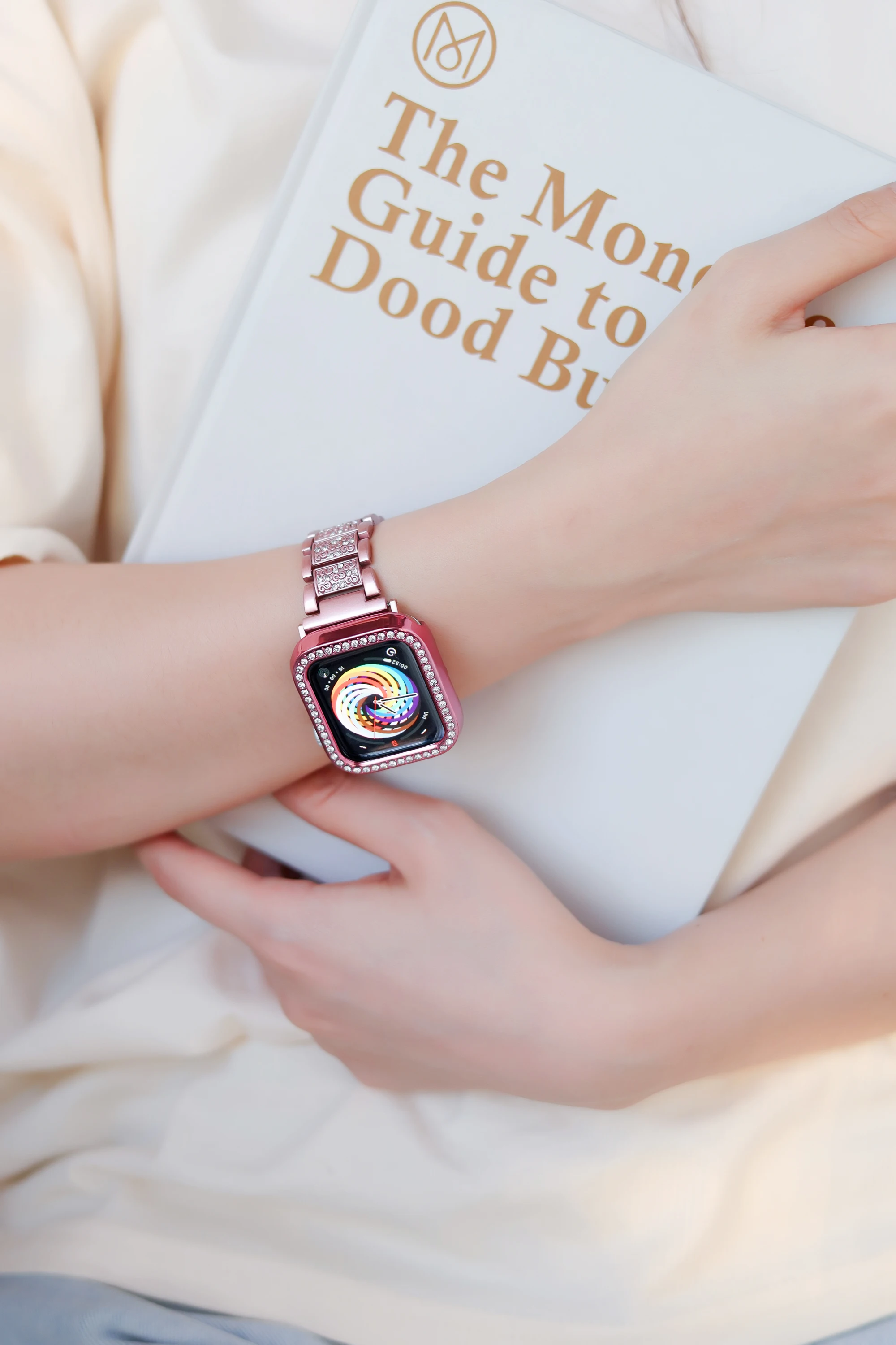 Band+case for Apple Watch diamond series5 4 3 21 metal female strap for iwatch 38mm40mm42mm44mm replacement bracelet accessories