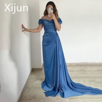xijun simple off the shoulder ruched evening dress bodycon strapless girdling colorful women prom gown layers vestidos de noche