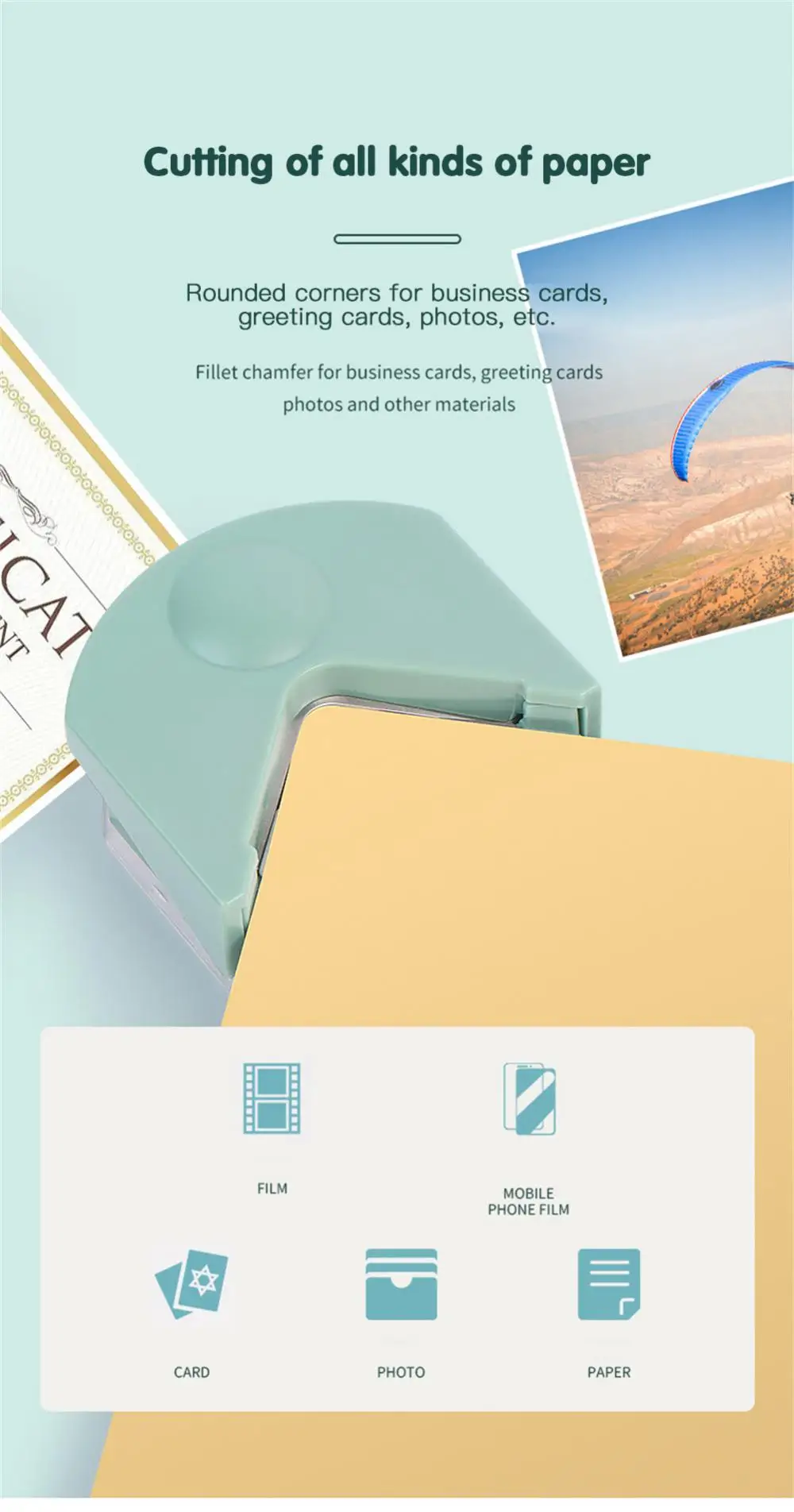 

Portable Paper Cutting And Rounding Paper Cutter Corner Cutter Plastic PVC Film Business Card Chamferer Corner Cutter