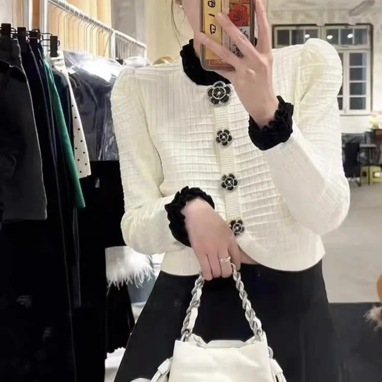 Осенние новые нишевые элегантные цветные оборки во французском стиле с круглым