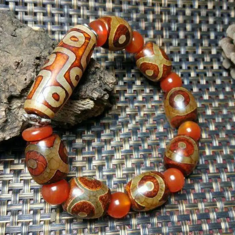 

Natural Agate Nine-eyed Old Dzi Bead Bracelet Men Pulsera Fengshui Tibetan Buddhism Dzi Beads Tibetan Lucky Amulet Bracelets