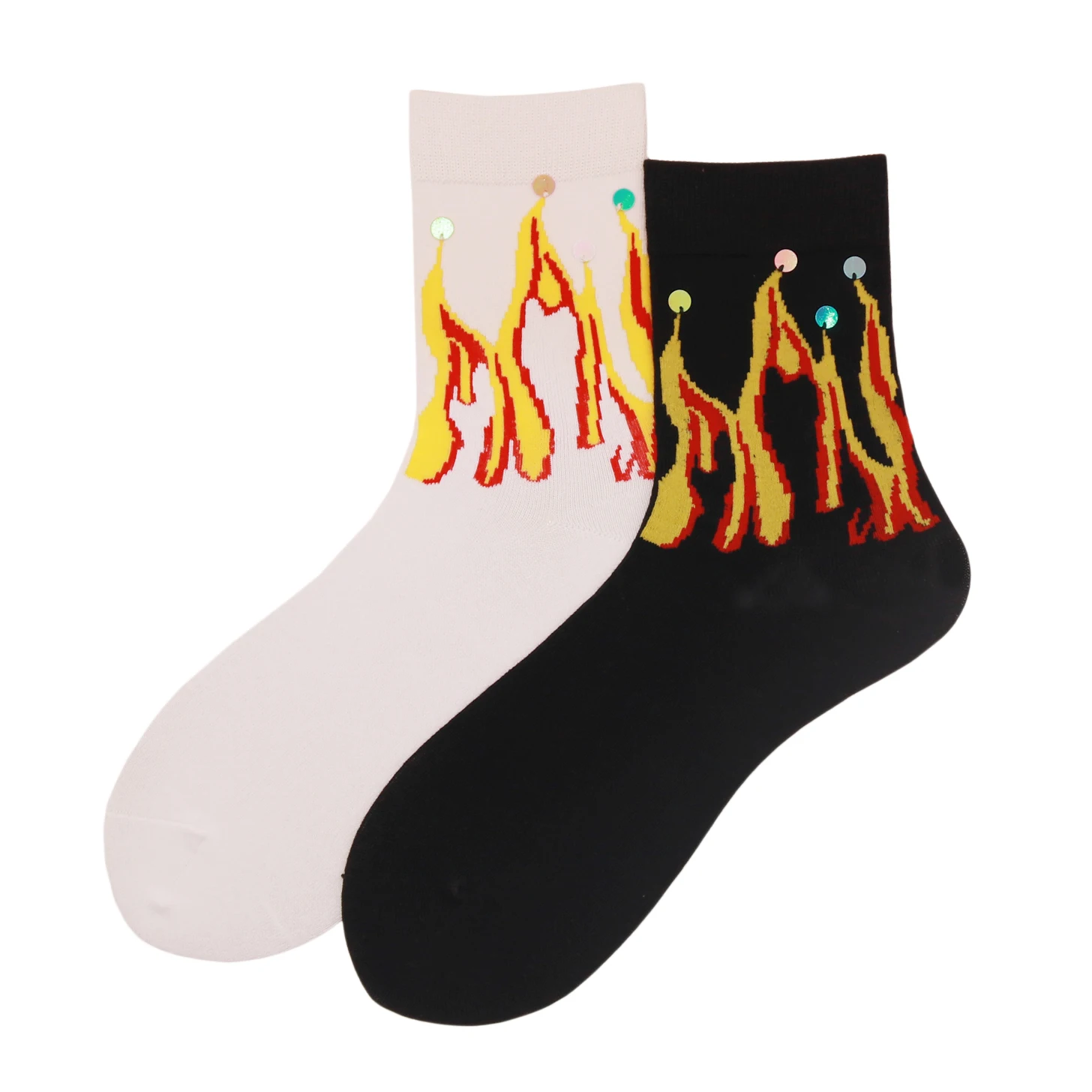 

Black White Two Pairs A Pack Men Women Socks Designer Medium Cotton Young People Hip Hop In The Street Four Seasons Style