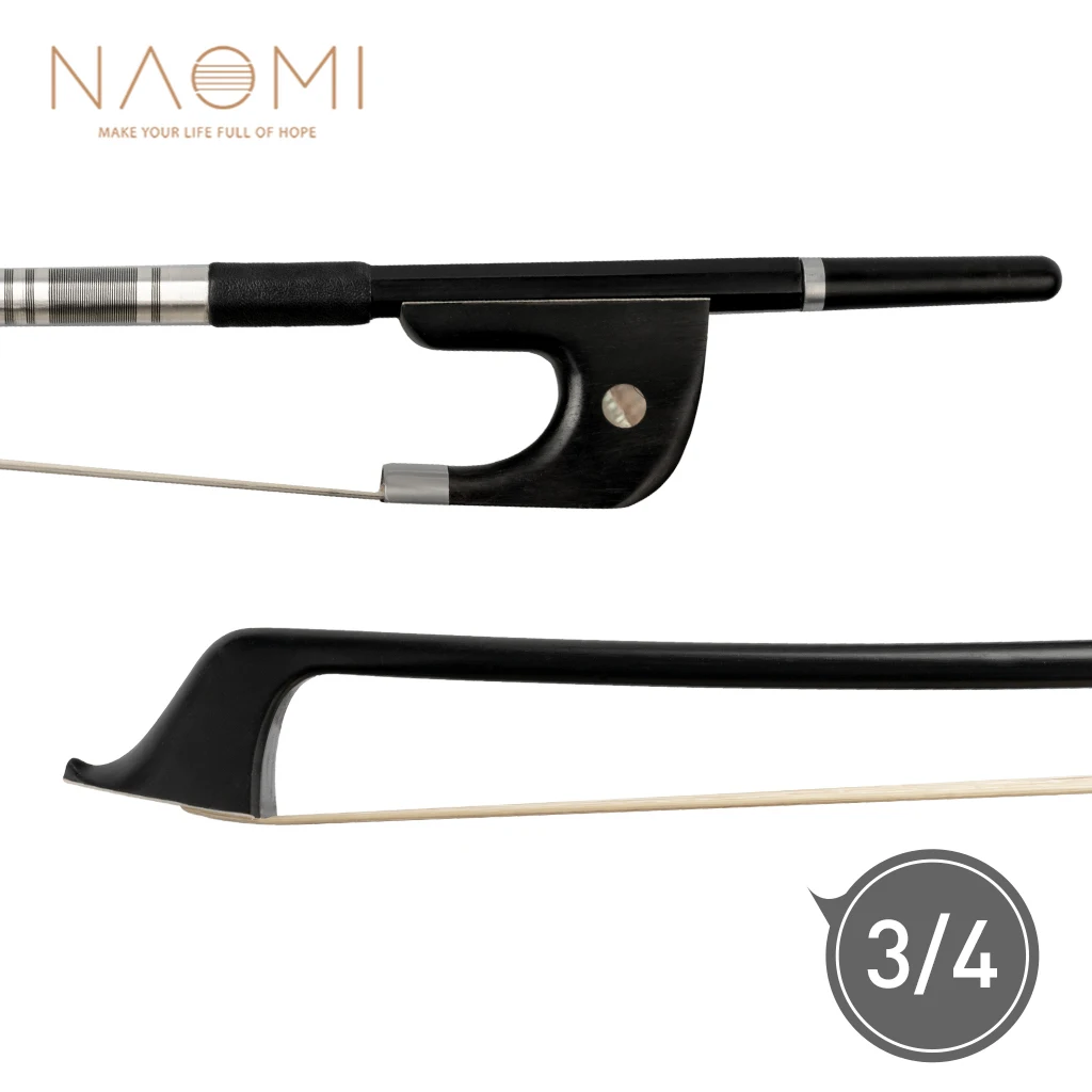 NAOMI 3/4 Upright Double Bass Bow Carbon Fiber Stick German Bow Natural Mongolia  Bow Hair Well Balanced Fast Response