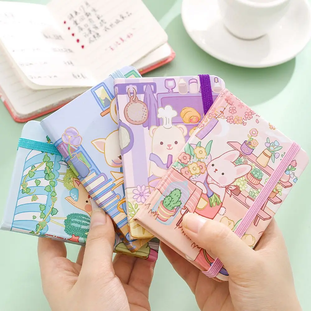 

Student Cartoon Strapped Notepad Animals Pocket Notebook Korean Cartoon Mini Notepad Diary Handbook Stationery
