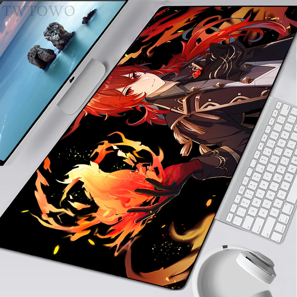 

Mouse Pad Gamer Custom HD XXL keyboard pad Desk Mats MousePads Genshin Impact Kaeya Diluc Laptop Anti-slip Carpet Mice Pad