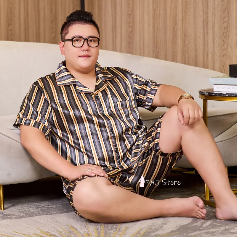 Pajamas Mans Silk  Plus Size man Pajama set 7XL Sleepwear Short Sleeved Homewear Leisure Nightwear Loyal Pjs Men Home Clothing