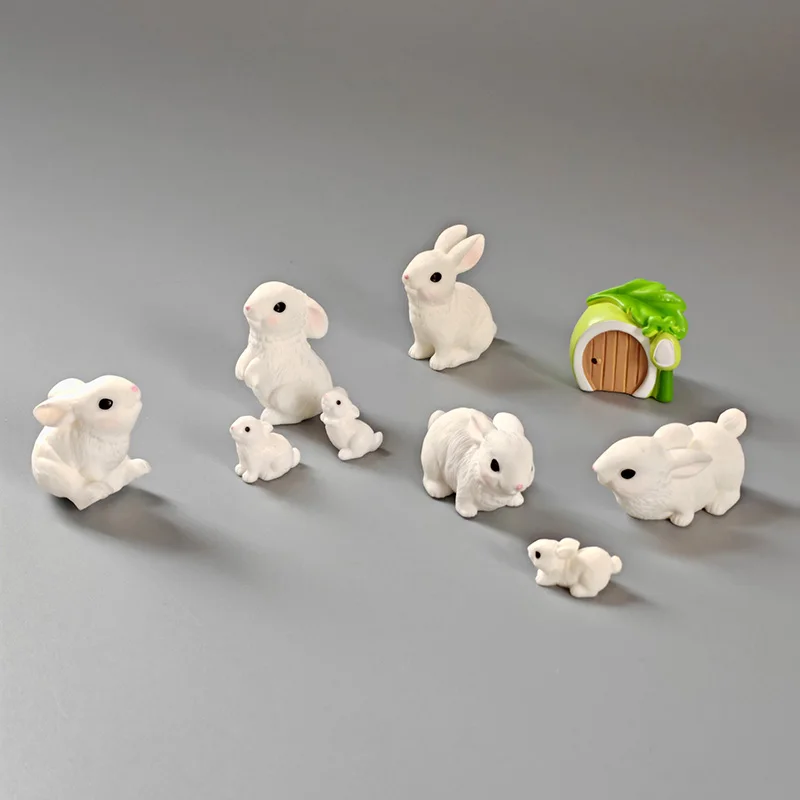 6-10 шт. семейный кролик домик капусты фигурка кролика домашний декор для рабочего