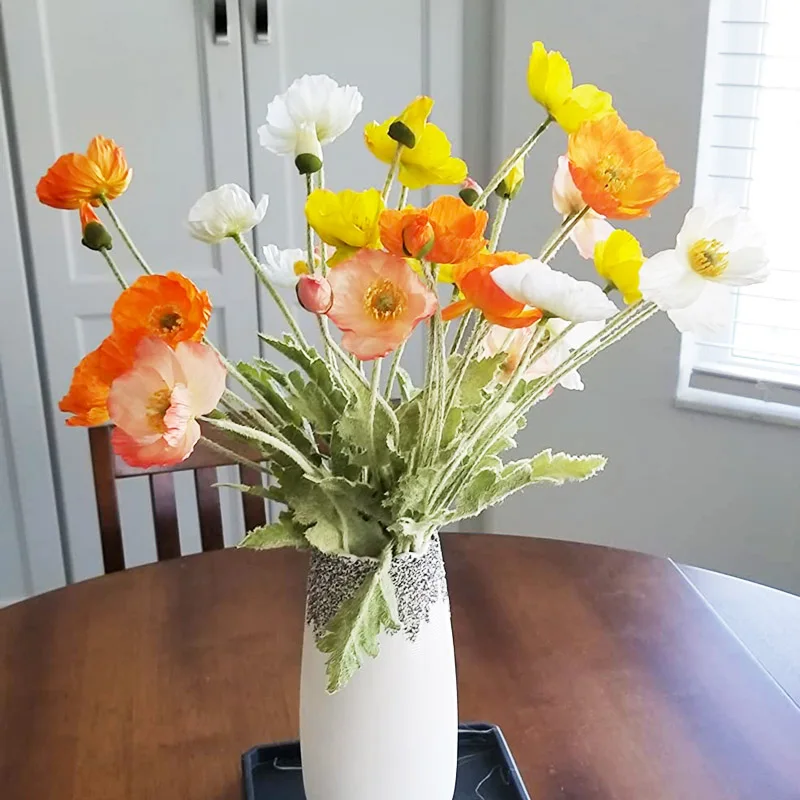 

Искусственные цветы, шелковые цветы мака для сада, искусственный стол для свадебной вечеринки, цветы для декора