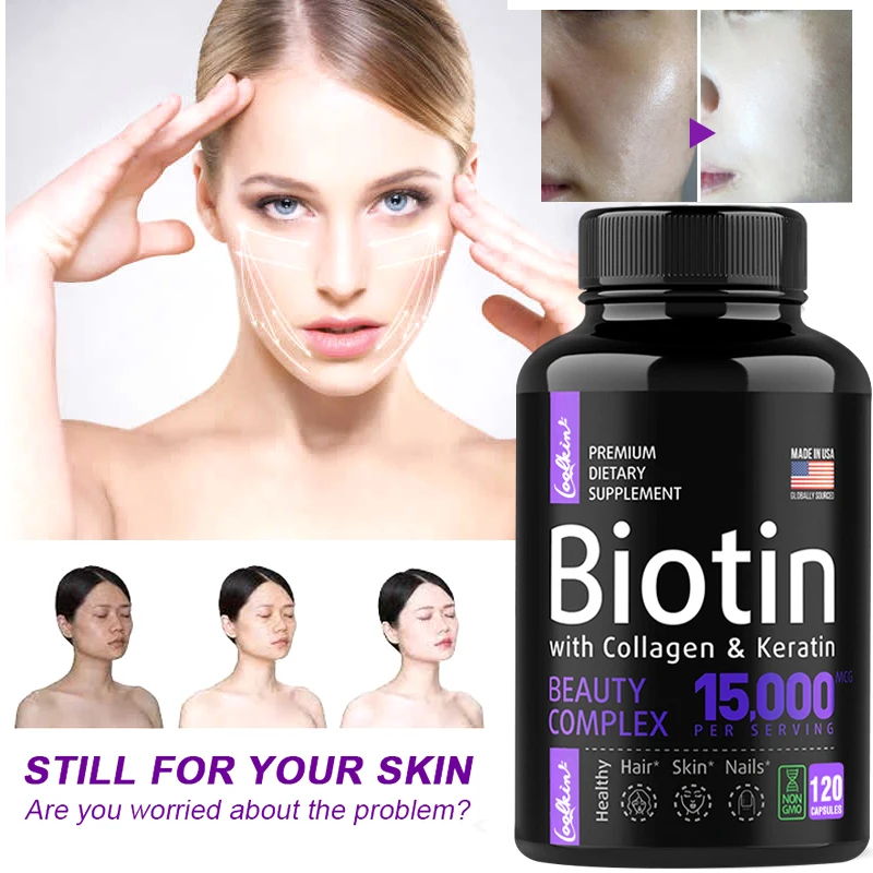 

Keratin Supplement with Collagen, Biotin - Hair Skin and Nails Vitamins - Joint and Gut Health - Hair Growth Supplements