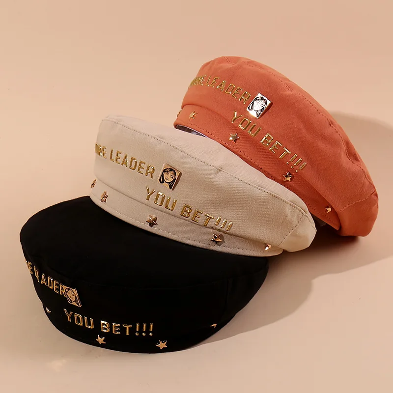 Gold letters like beret summer women's thin style British Internet celebrity with the same Japanese bud painter hat