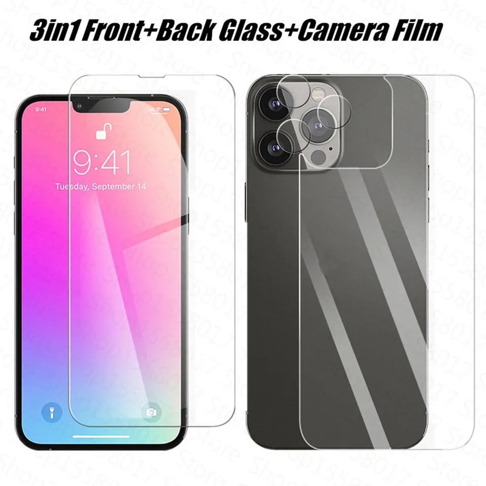 

Front Back Tempered Glass For iPhone 13 12 11 Pro Max Lens Film Full Screen Protector for iPhone XS XR 7 8 SE2 Protective Glass