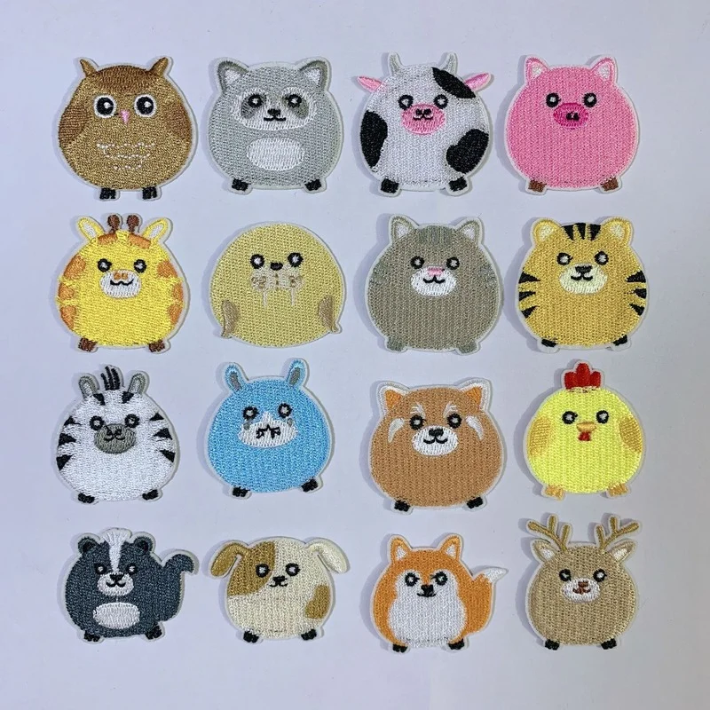 

100pcs/lot Luxury Anime Fun Round Embroidery Patch Pig Cat Dog Bird Shirt Bag Clothing Decoration Accessory Craft Diy Applique