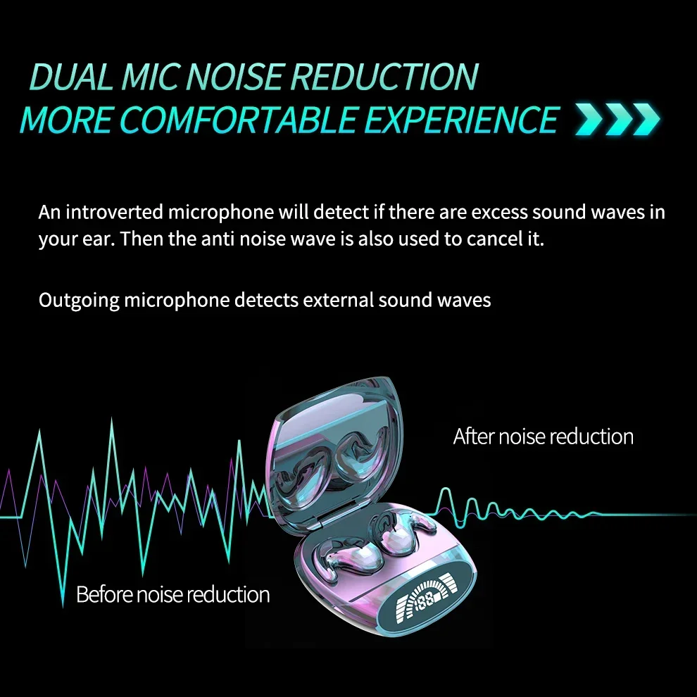 Мини-наушники Bluetooth-вкладыши с микрофоном шумоподавлением водонепроницаемые