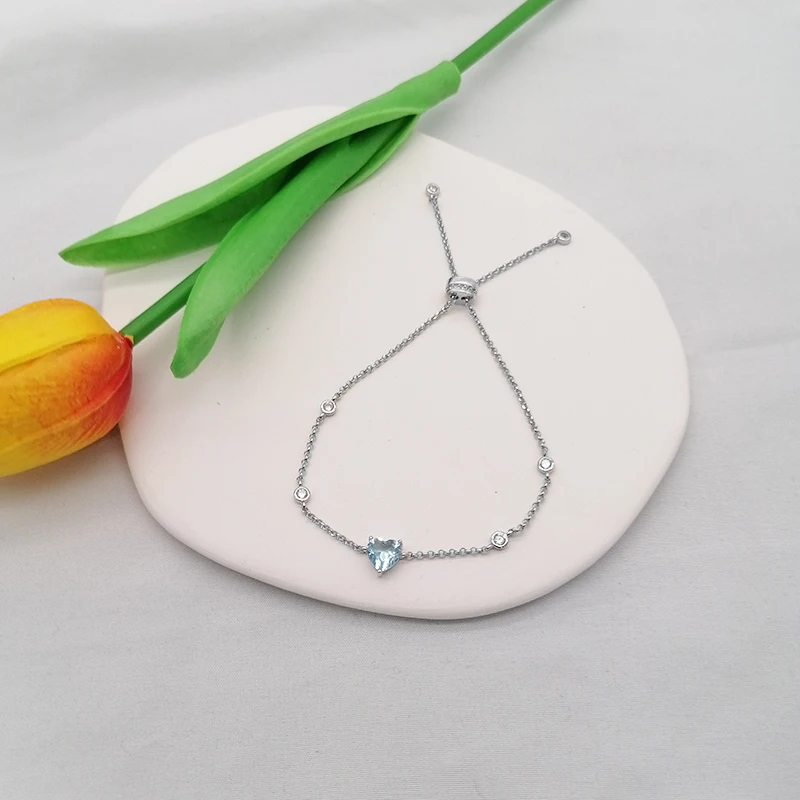 

Blue Love Bracelet Adjustable Luxury Jewelry 925 Sterling Silver New Sweet Cute Fashion Party Gifts Free Shipping for Women