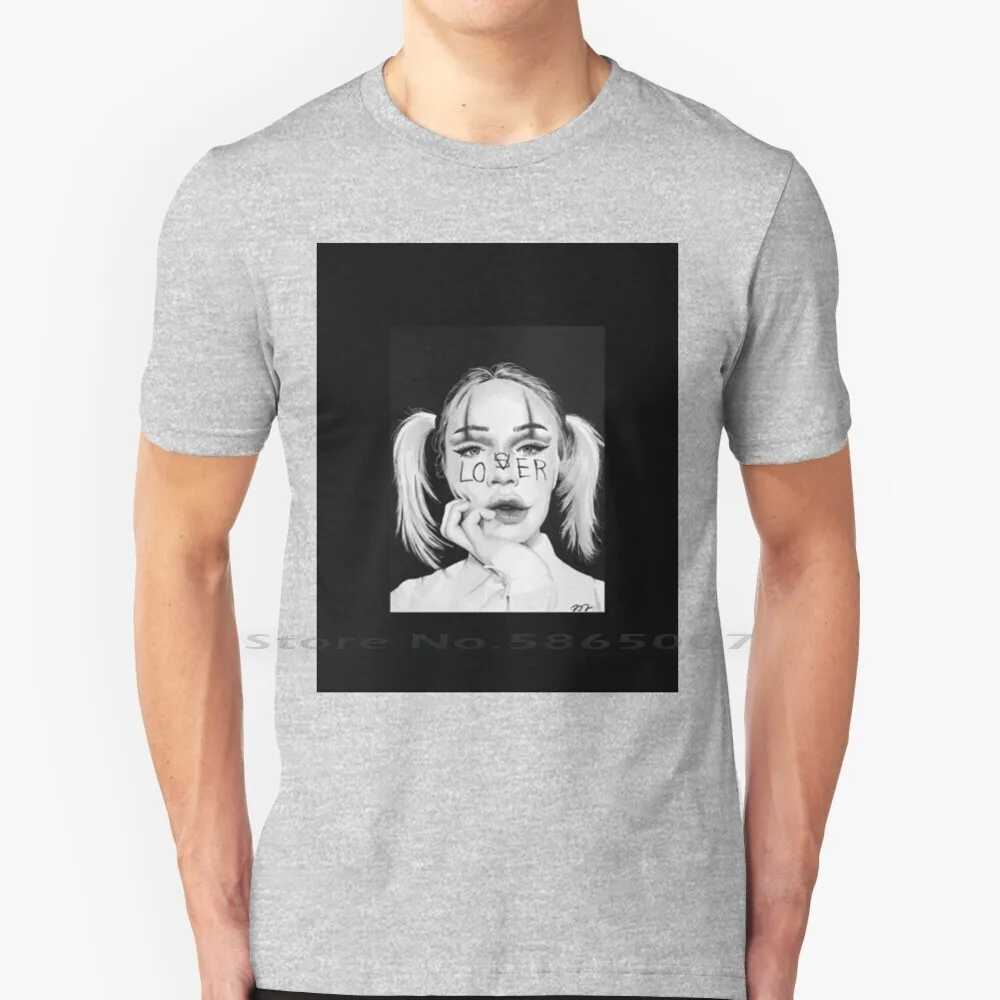 

Футболка для влюбленных или неудачников, 100% хлопок, портрет для влюбленных, черный и серый, креативный чай, креативный угол, милый, большой р...