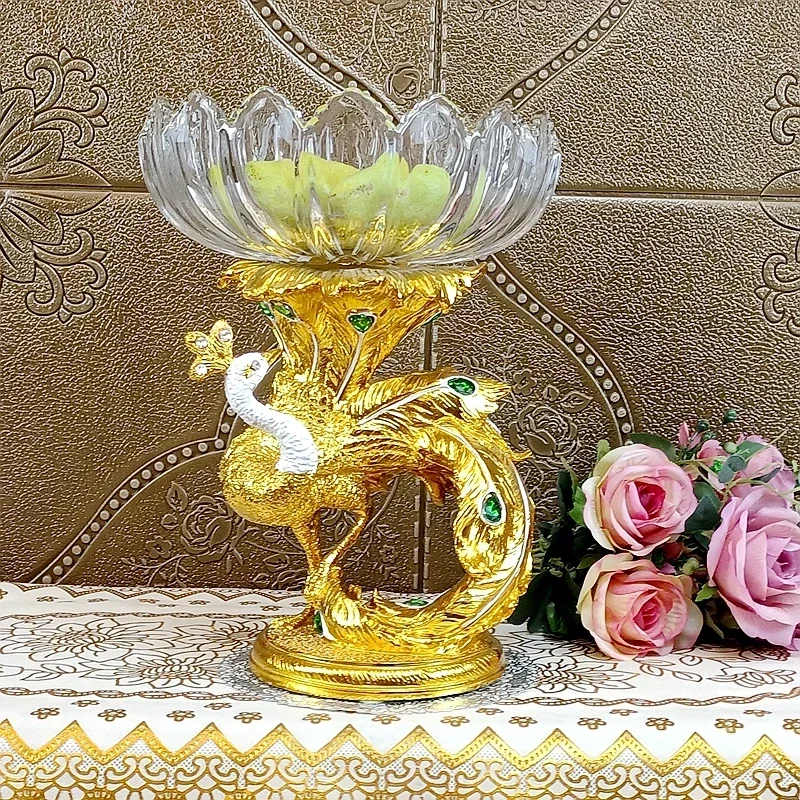 Роскошная золотая тарелка с павлином искусственный роскошный обеденный стол