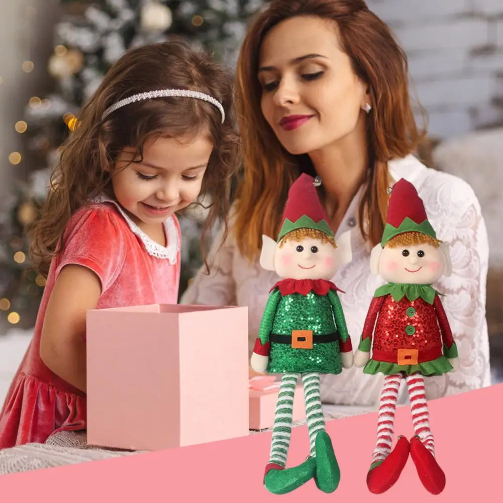 Праздничная кукла-эльф мягкая набивная шапка Санты с длинной ногой уличная