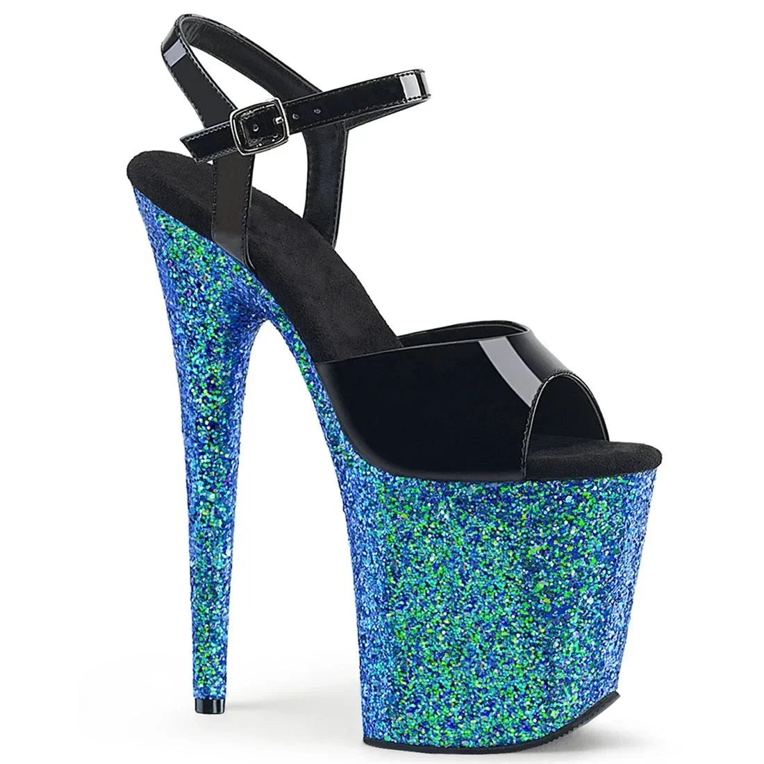 

Ultra 20cm High Heeled Women Sandals Peep Toe Buckle Strap Nightclub Pole Dance Glitter Platform Sandals Dress Pumps Ladies