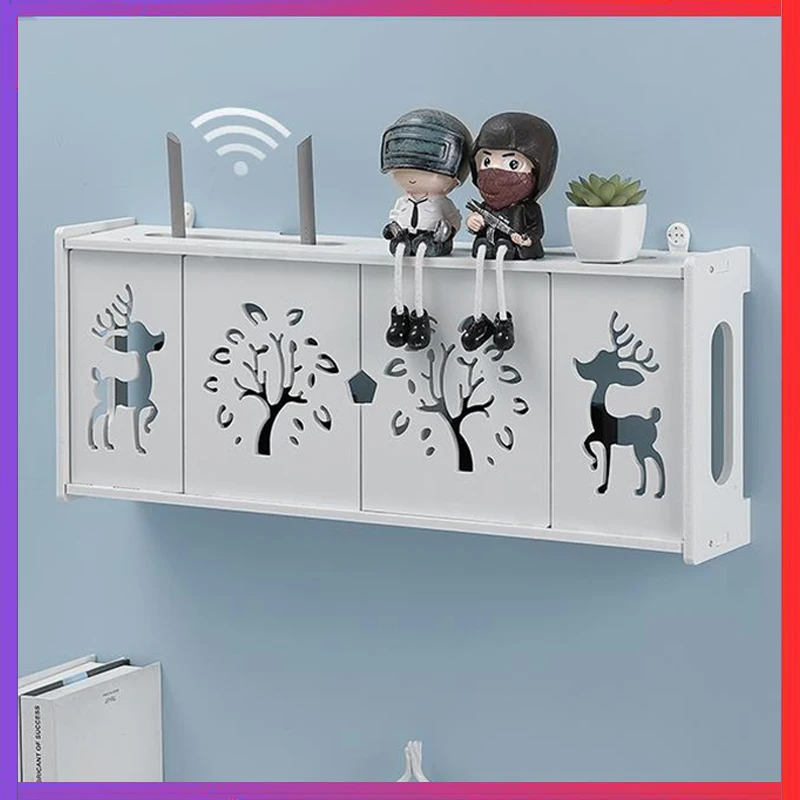 

Wireless Router Shelf Wall-Mounted Storage Organizer Boxes for Cable Power Wire Plug Storage Shelves Home Decor Board