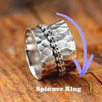gothic skeleton fidget spinner rings for women men rotatable anti stress anxiety ring vintage jewelry gift bague