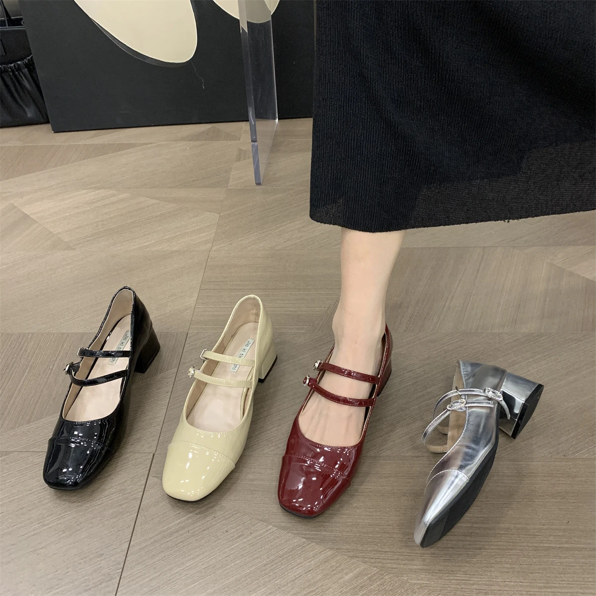 

New Women Flat Shoes Fashion Square Toe Shallow Ladies Mary Jane Ballerinas Flat Heel Casual Ballet Shoes