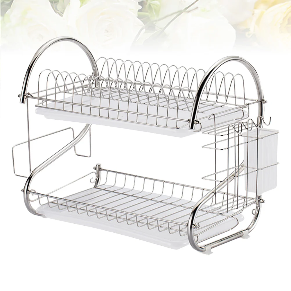 

Dish Drying Rack Stainless Steel 2 Tier Dish Drainer over The Sink Dish Drying Finishing Stand