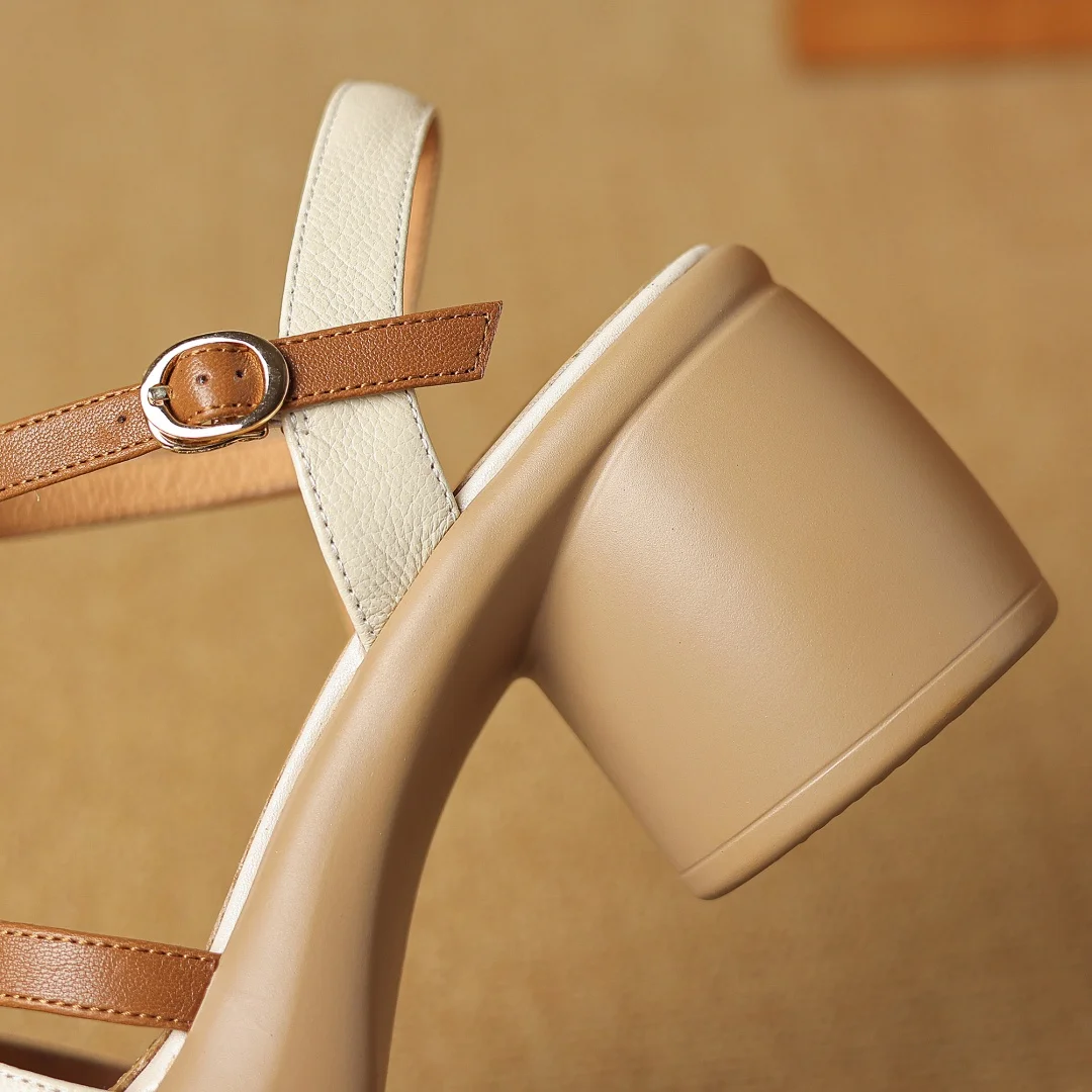 Сандалии женские из натуральной кожи лоскутные дышащие босоножки с ремешком на