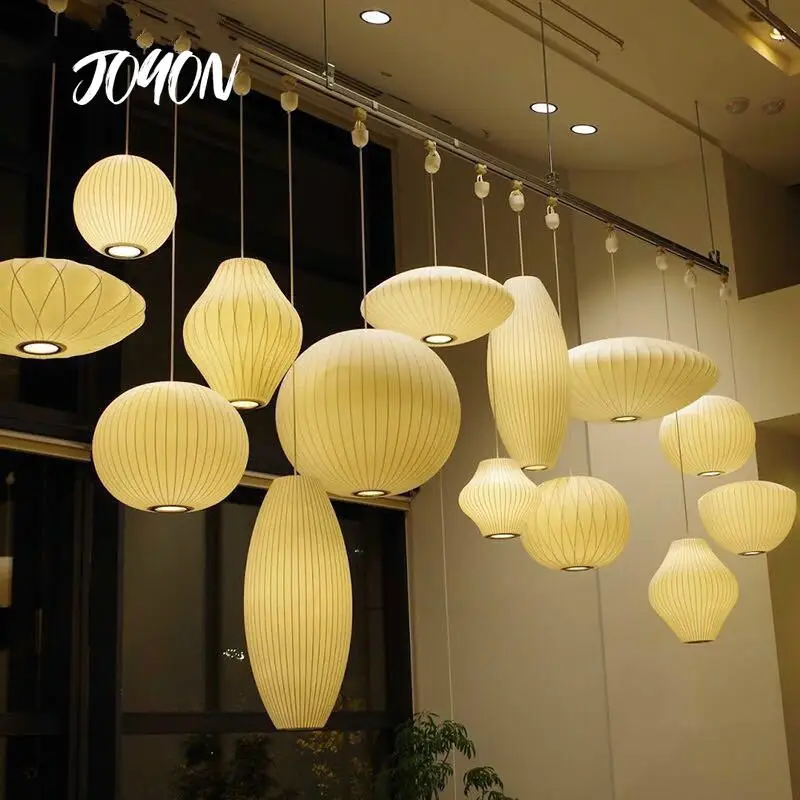 Люстра из шелковой ткани современная простая лампа для столовой гостиной лофта