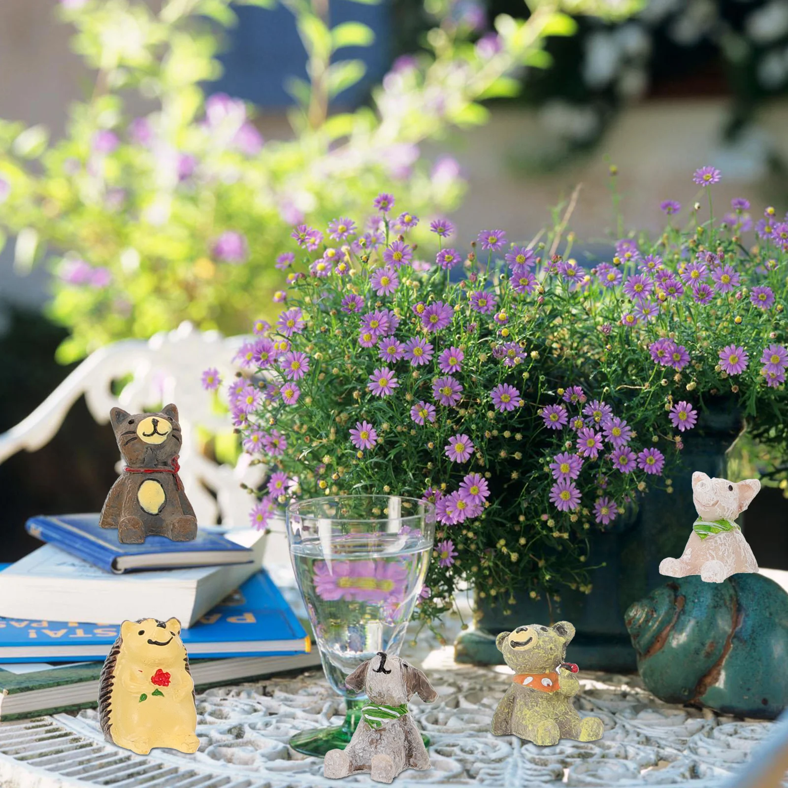 Миниатюрные статуи животных с микро-пейзажем 20 шт. полимерные поделки игрушки