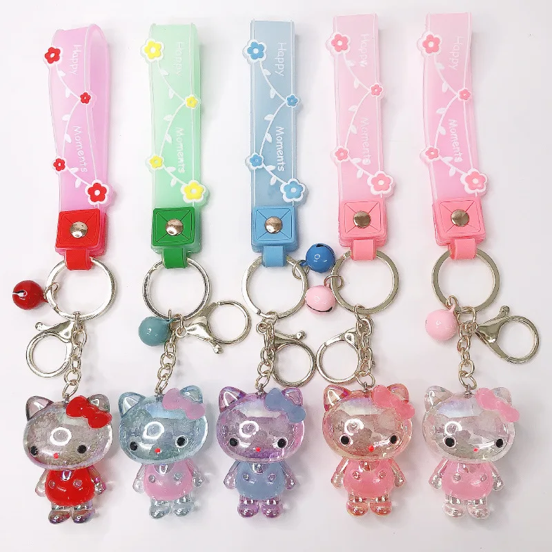 

Sanrio Kawaii Hello Kitty Keychain Bell Cute Crystal Bubble Series Keychain Car Keychain Anime Backpack Pendant Gift Couple