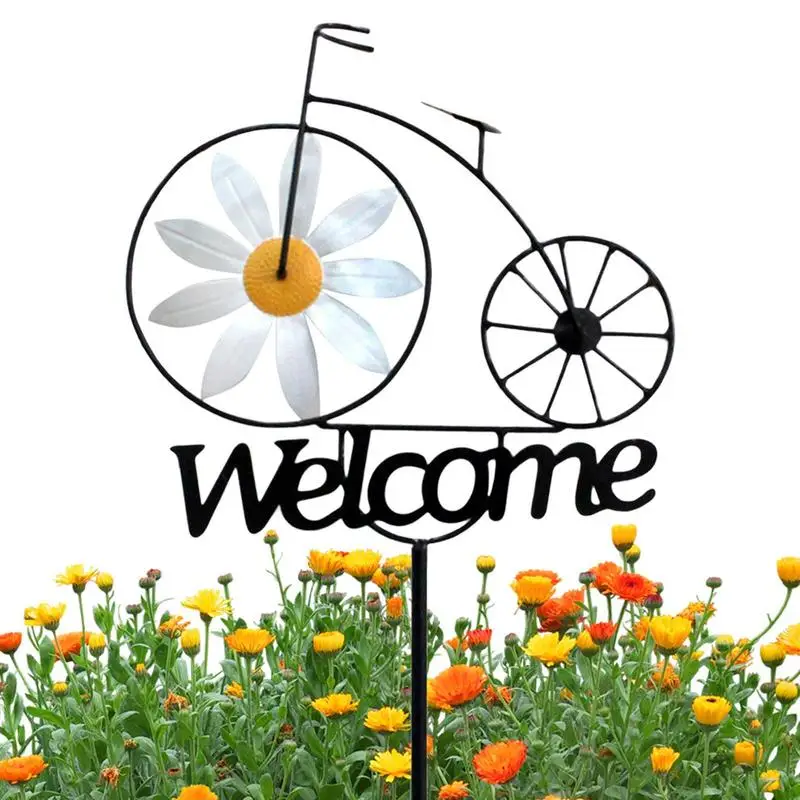 

Welcome Sign Yard Decoration Weather Resistant Iron Stake Wind Spinners Decorative Garden Stakes For Terrace Forest Courtyards