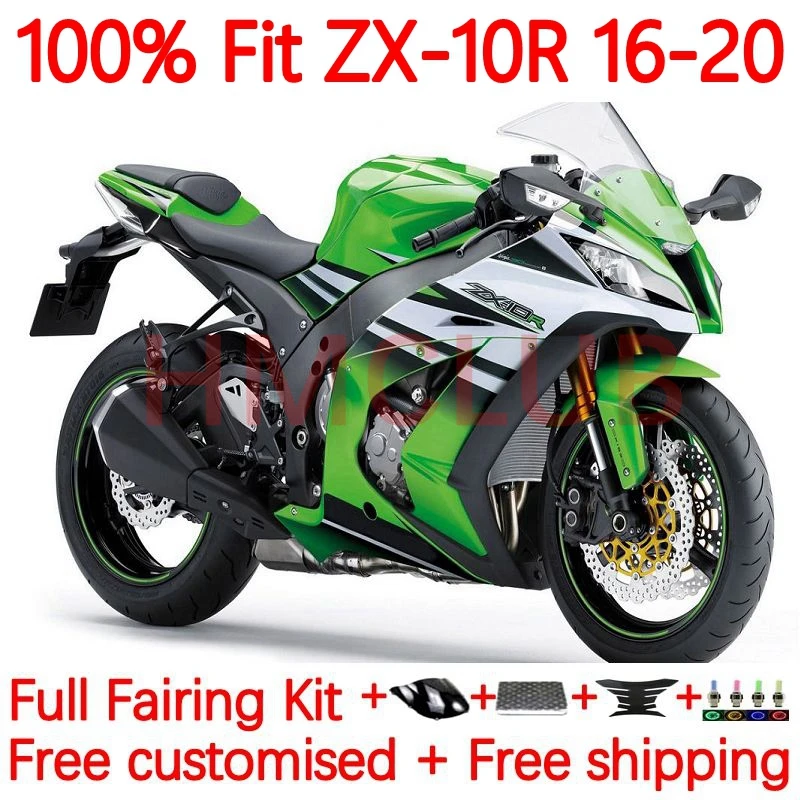 

Инжекционный корпус для KAWASAKI NINJA ZX 1000CC 10R ZX10R 2016 2017 2018 2019 ZX-10R 16 17 18 19 20 обтекатель 25No.0 зеленый белый