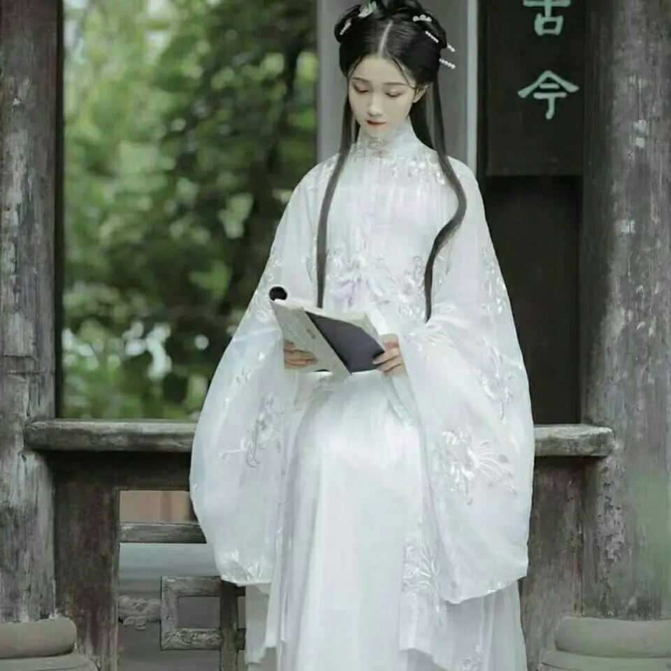 

2023 ming dynasty ancient princess hanfu women china mandarin collar dress embroidery cosplay performance fairy hanfu set a180