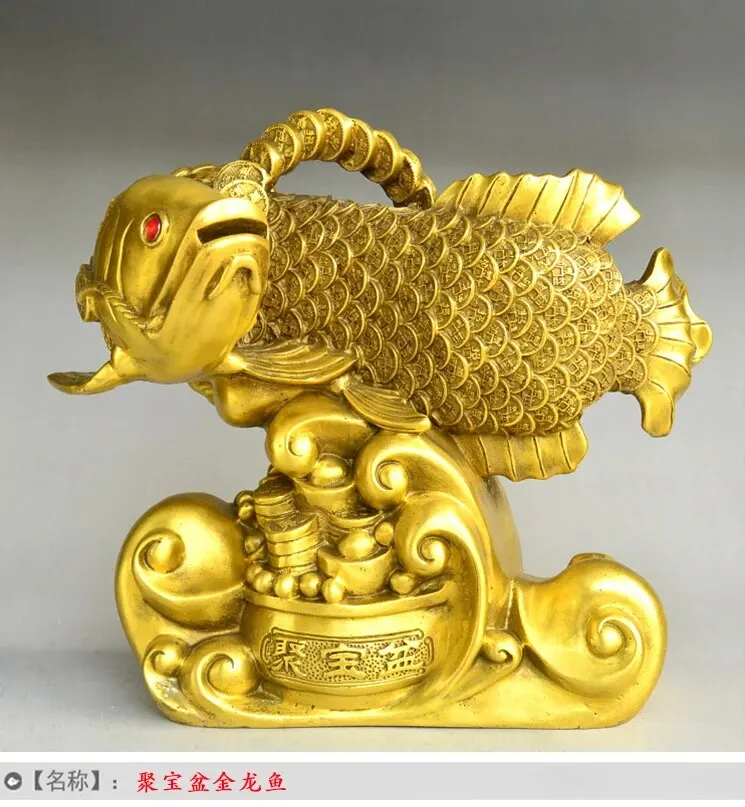 

2022 магазин компании эффективный талисман для набирания денег удачи Arowana Золотой Дракон рыба медный фэн-шуй декоративная статуя