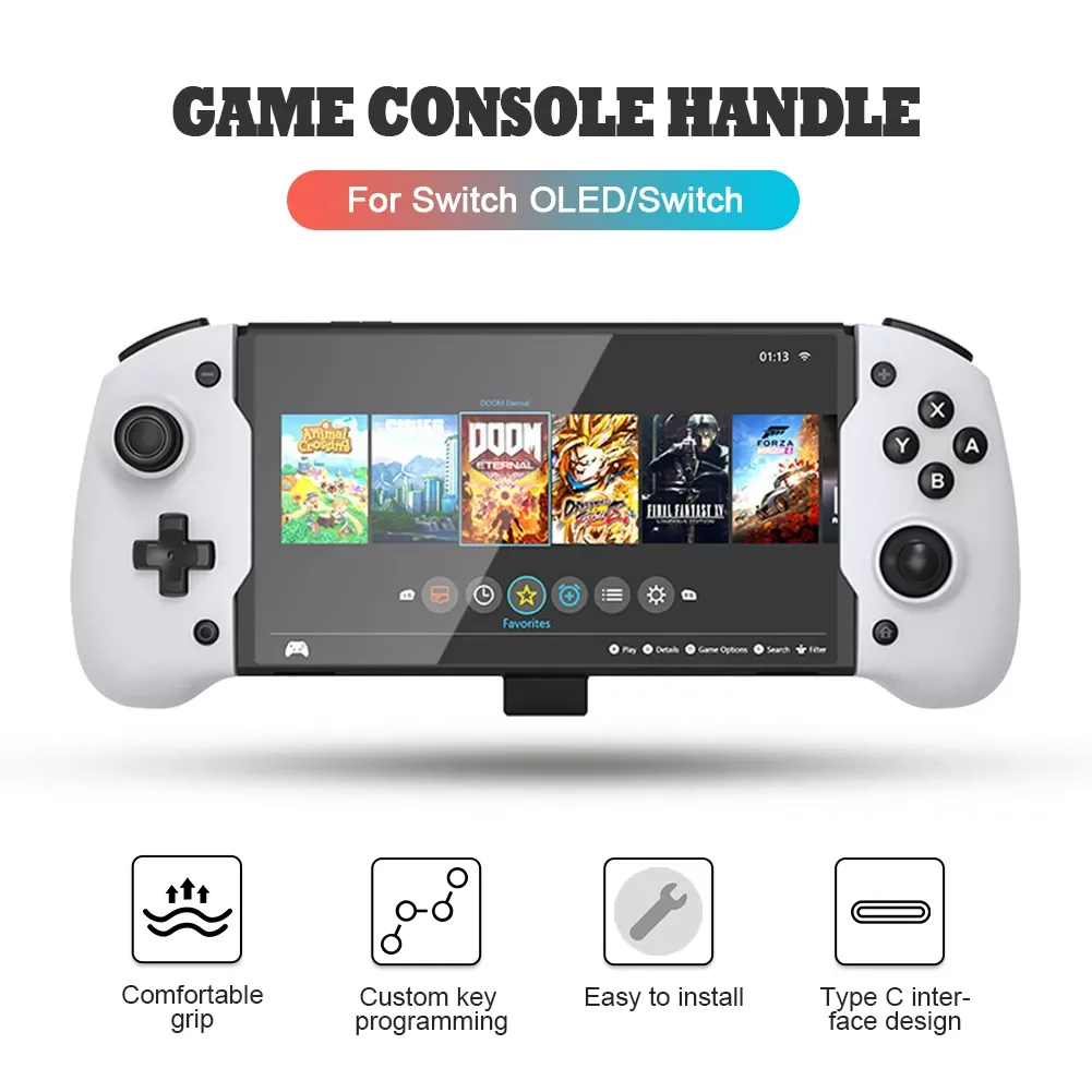 

Upgrade Gamepad Controller Handheld Grip Double Motor Vibration for NS/NS OLED Console Game Controller Grip