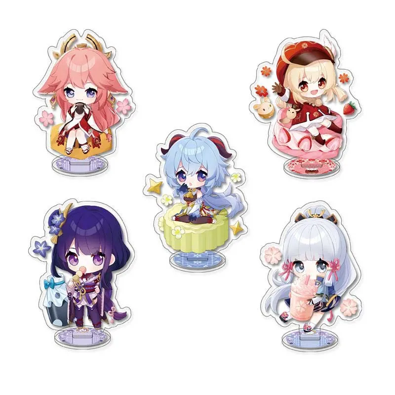 10 см мультфильмы Raiden Shogun Shenhe Charlotte Furina Nahida косплей костюм фигурка бейдж-подставка