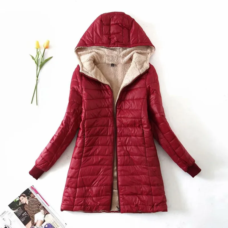 Autumn Women Jacket Parka Long Coat Hooded Slim Plush Warm Outerwear Winter Clothes Women's Down Coats Female Clothing