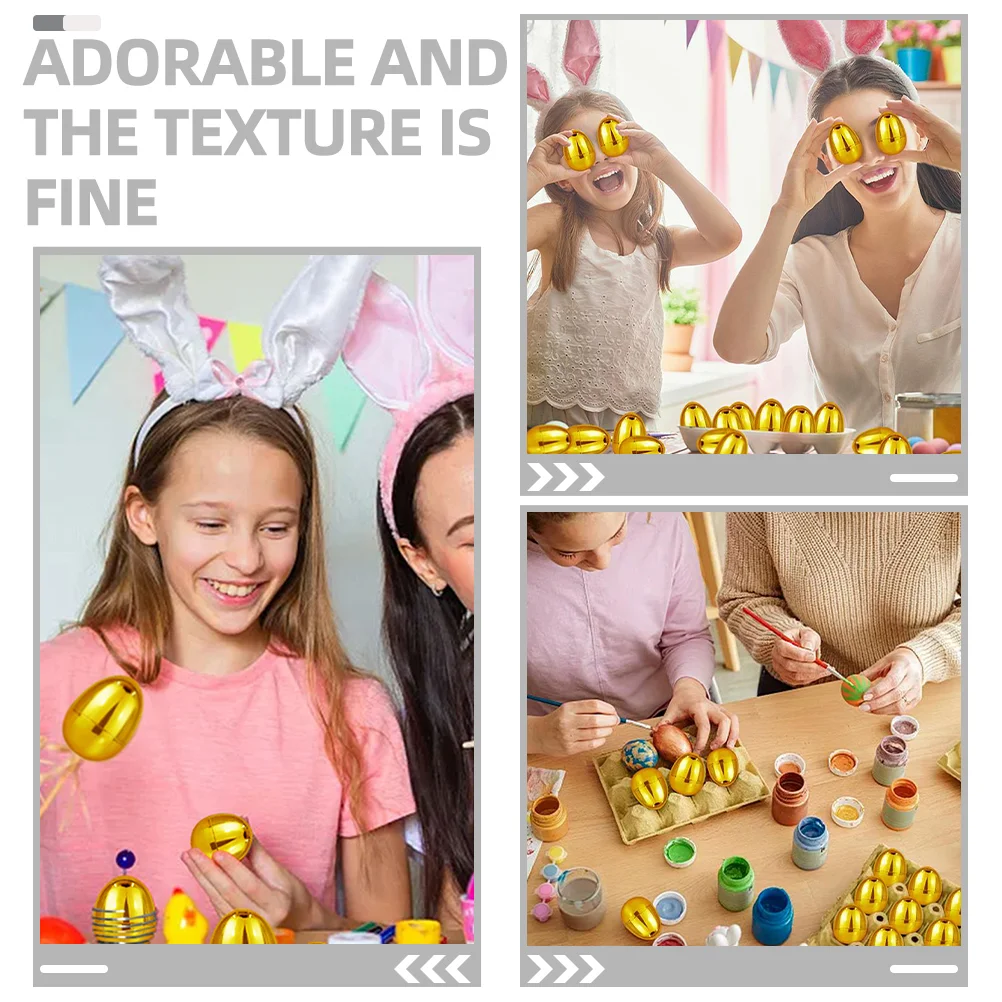 Золотые пасхальные золотые яйца пустые Металлические Пластиковые незаполненные