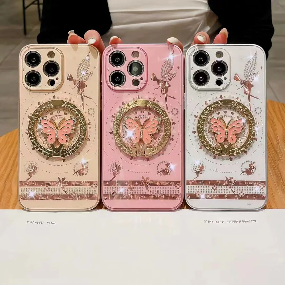 

Luxury Glitter Diamond Phone Case For iPhone 14 Plus 13 12 11 Pro Max Detachable Magnetic Holder Stand Glossy Shockproof Cover
