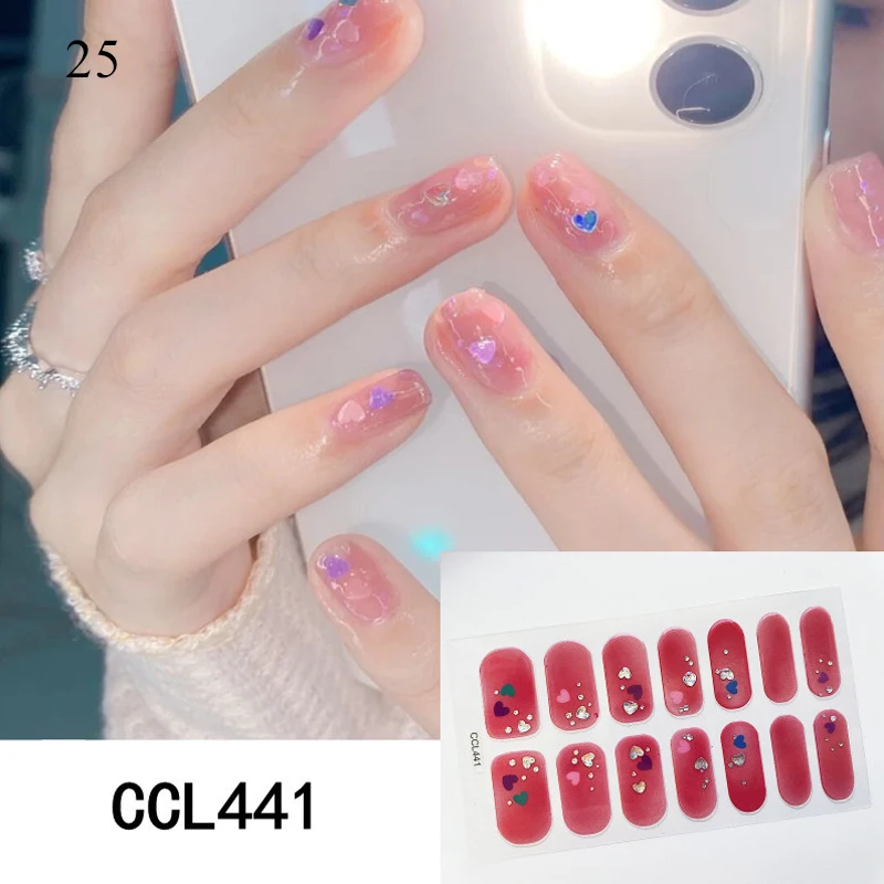 

14 Tips Sweet Pink Nail Stickers For Nails Fashion Nail Wraps Self Adhesive DIY Manicure Decoration Nail Strips Nail Sticker Art